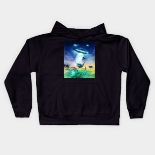 Ufo Alien Abduction Turkey Thanksgiving, Cow Funny Kids Hoodie